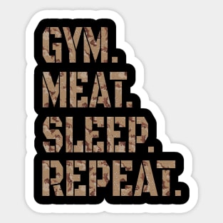 GYM MEAT SLEEP REPEAT CARNIVORE ATHLETIC STENCIL DESERT CAMO SPORT STYLE Sticker